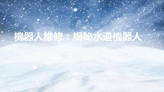 機器人維修：揭秘水道機器人的神奇技術，你真的了解它們嗎？